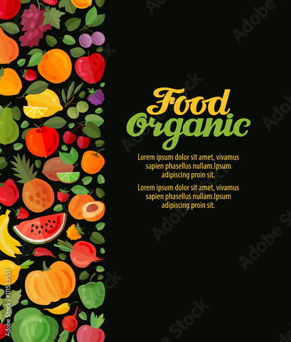 fruits and vegetables. organic food vector illustration