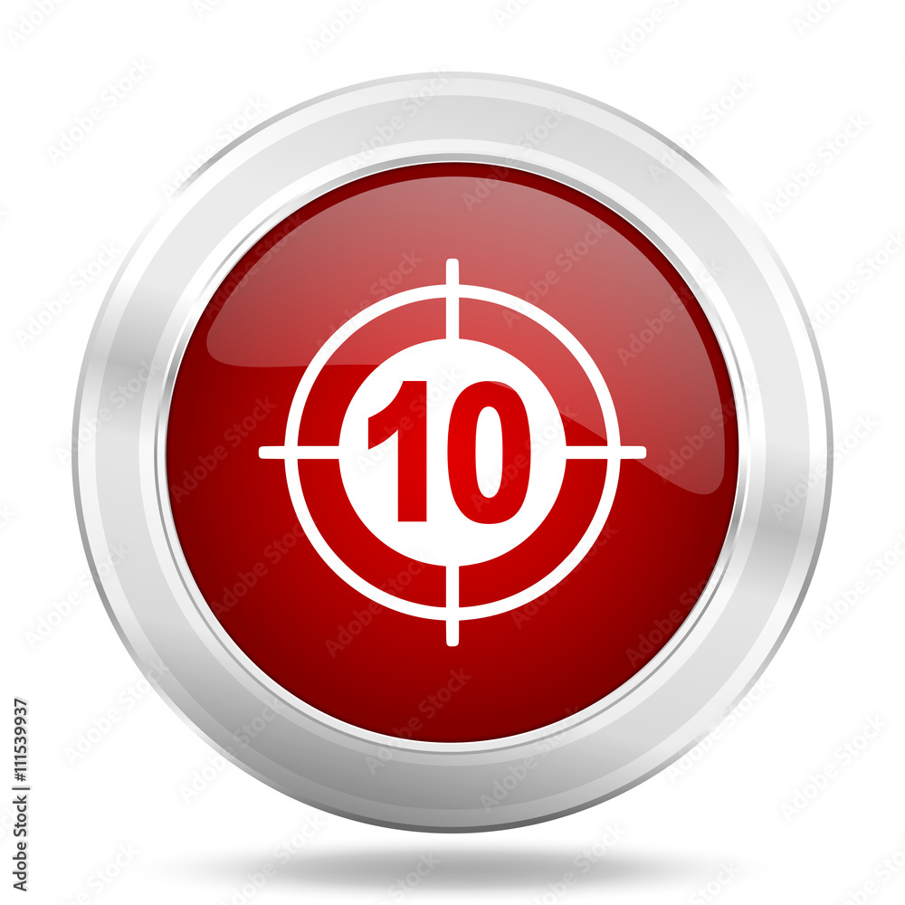 target icon, red round glossy metallic button, web and mobile app design illustration target icon, red round glossy metallic button, web and mobile app design illustration