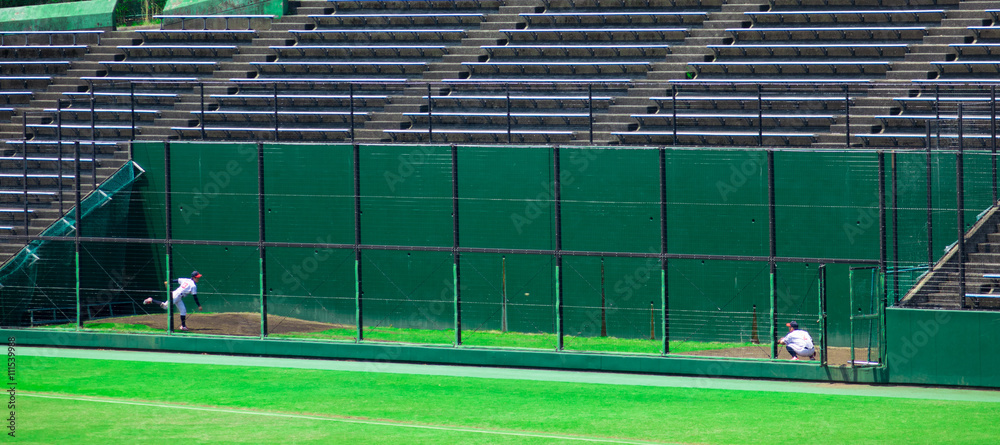 Obraz premium ブルペンでの投球練習