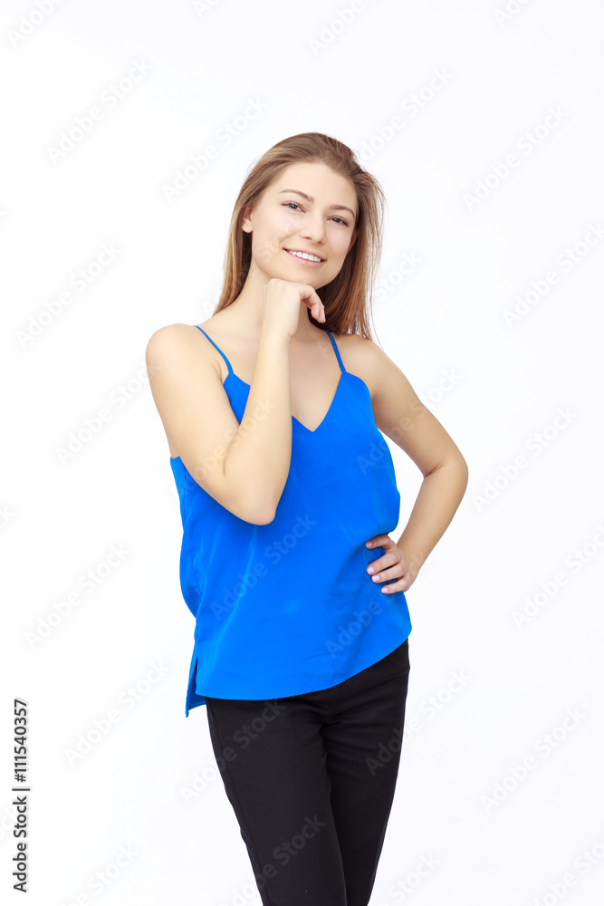 Happy young woman isolated on white background Happy young woman isolated on white background