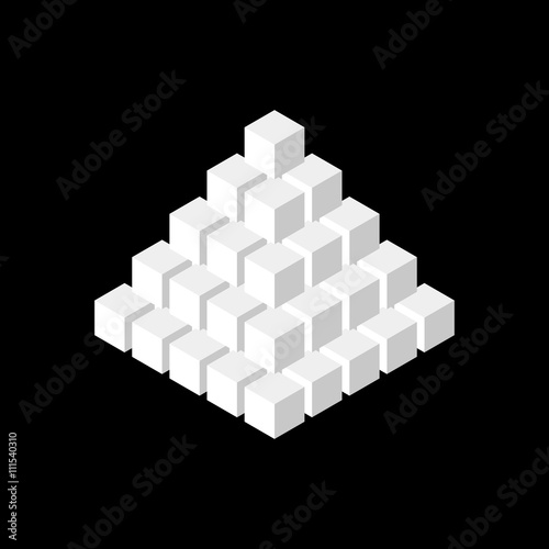 Abstract 3d pyramid from cubes.3d isometric style. Vector illust
