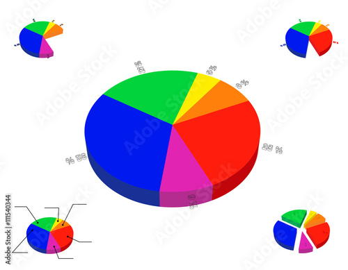 3d pie chart template. Colo...