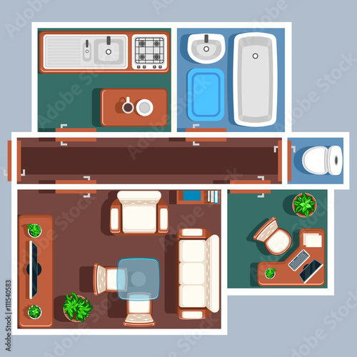 Apartment floor vector plan with furniture
