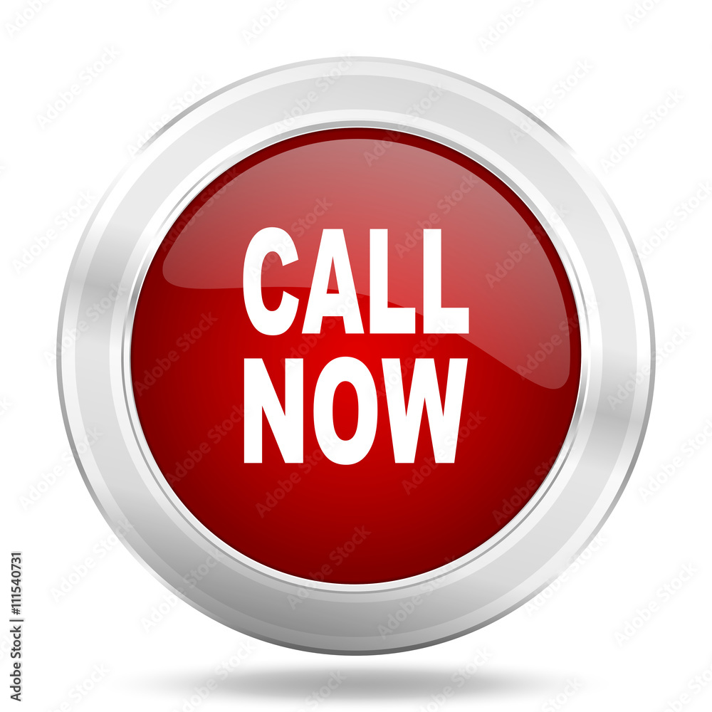 call now icon, red round glossy metallic button, web and mobile app design illustration call now icon, red round glossy metallic button, web and mobile app design illustration
