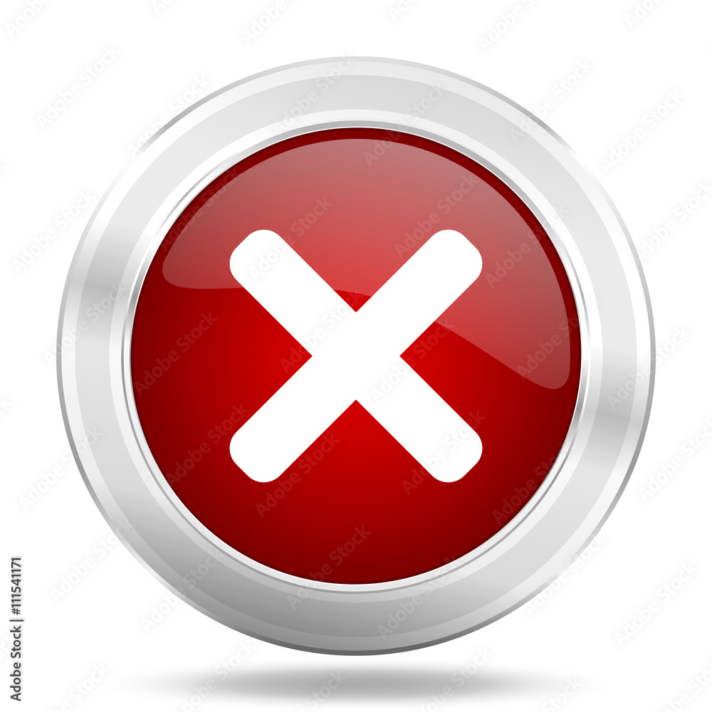 cancel icon, red round glossy metallic button, web and mobile app design illustration cancel icon, red round glossy metallic button, web and mobile app design illustration