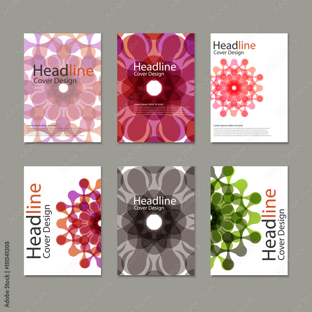 Six Vector pattern brochure with abstract figures