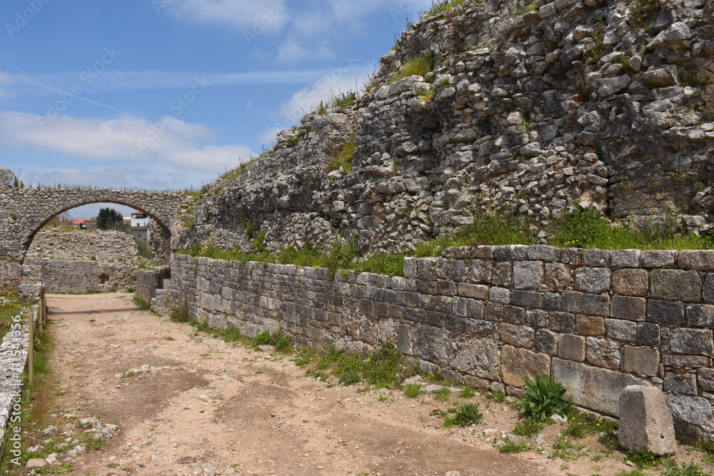  Aquaduct of roman ruins of the ancient city of Conimbriga, Beiras region, Portugal