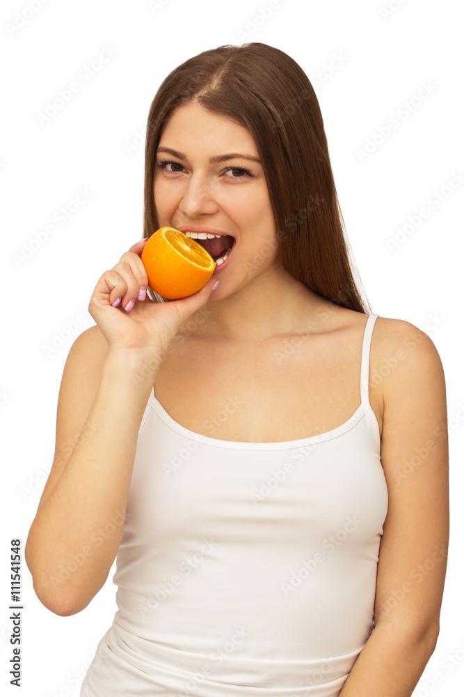 Happy young woman isolated on white background Happy young woman isolated on white background