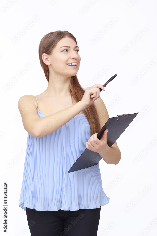 Happy young woman isolated on white background Happy young woman isolated on white background