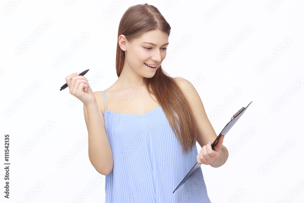 Happy young woman isolated on white background Happy young woman isolated on white background
