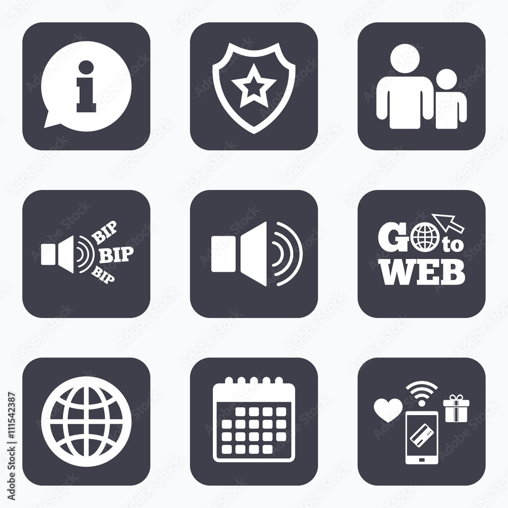 Information sign and group. Communication icons. Information sign and group. Communication icons.
