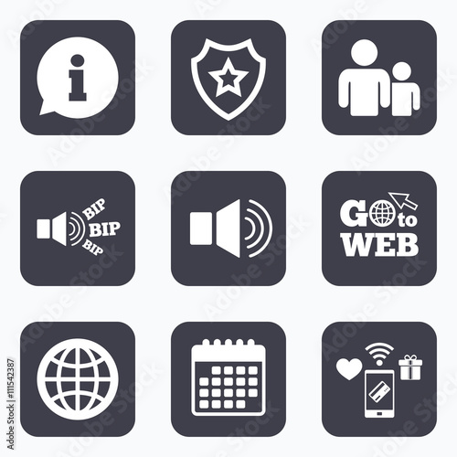 Information sign and group. Communication icons.