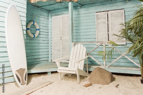 Fototapeta Naklejka Na Ścianę i Meble -  Sandy beach bungalow