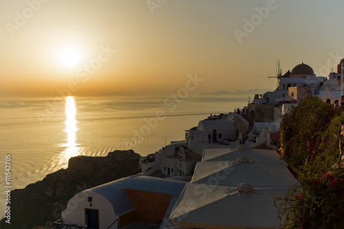 Sunset in Town of Oia, Santorini, Tira Island, Cyclades