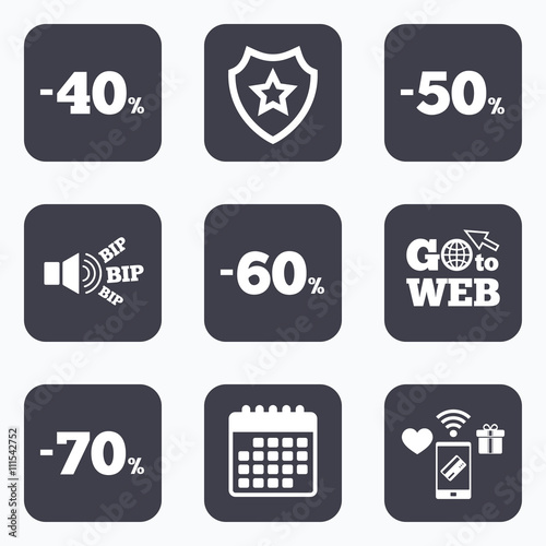 Sale discount icons. Special offer price signs.