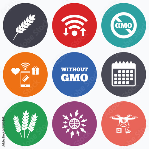 Agricultural icons. GMO free symbols.