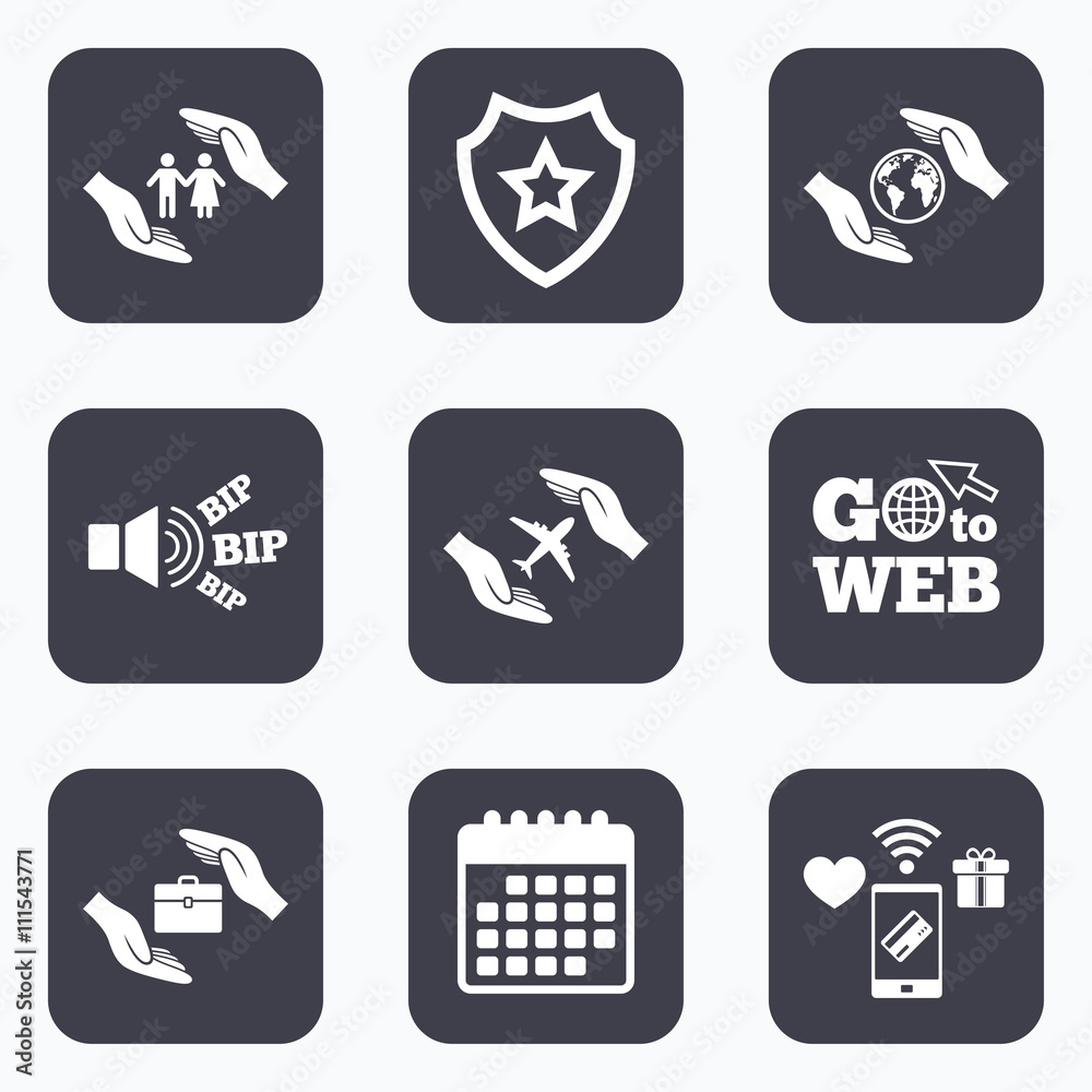 Hands insurance icons. Human life-assurance. Hands insurance icons. Human life-assurance.