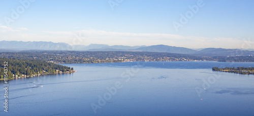 Aerial of Juanita  Kirkland  Bellevue and Lake Washington