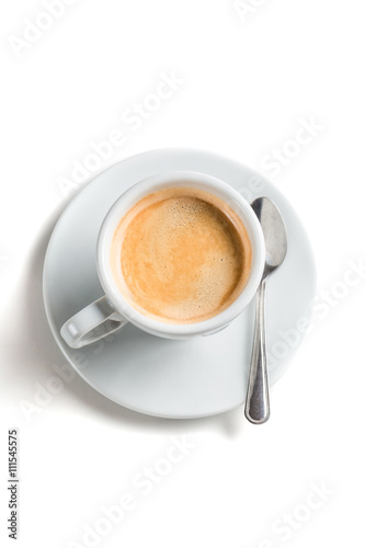 Coffee with foam on a white background