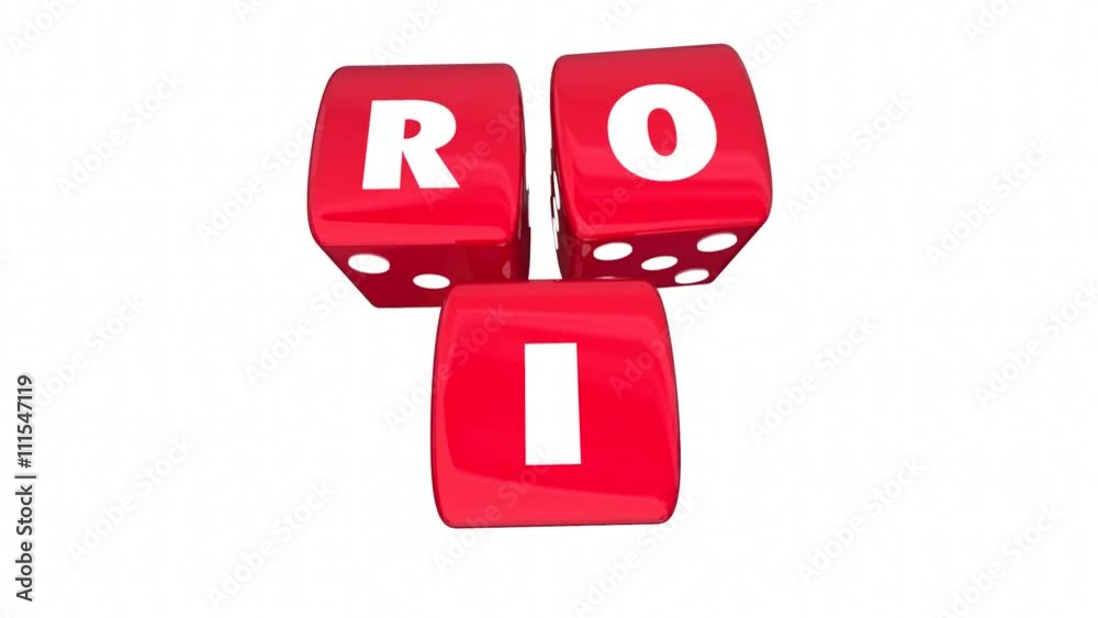 ROI Return on Investment Two Rolling Dice Letters 3d Animation ROI Return on Investment Two Rolling Dice Letters 3d Animation