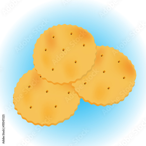 Crackers isolated on blue background