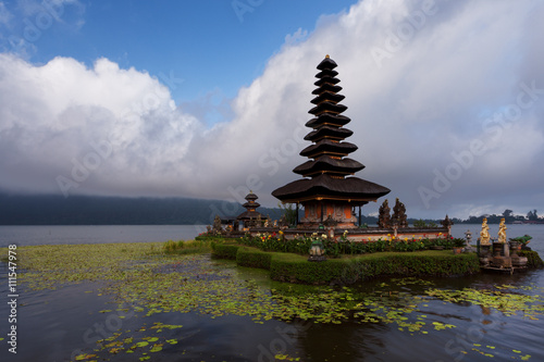 Clouds surrounding Pura Ulun Danu Bratan water temple in Bali, Indonesia 