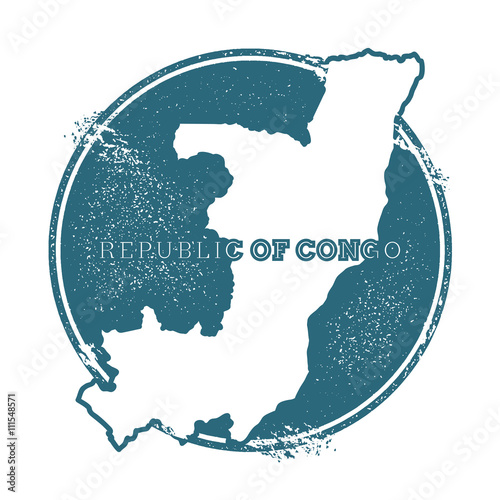 Grunge rubber stamp with name and map of Congo, vector illustration. Can be used as insignia, logotype, label, sticker or badge of the country.