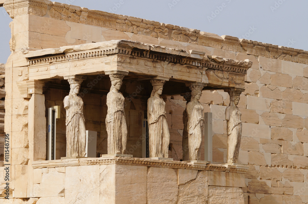 Caryatides, Erechtheion, Acropolis in Athens, Greece.