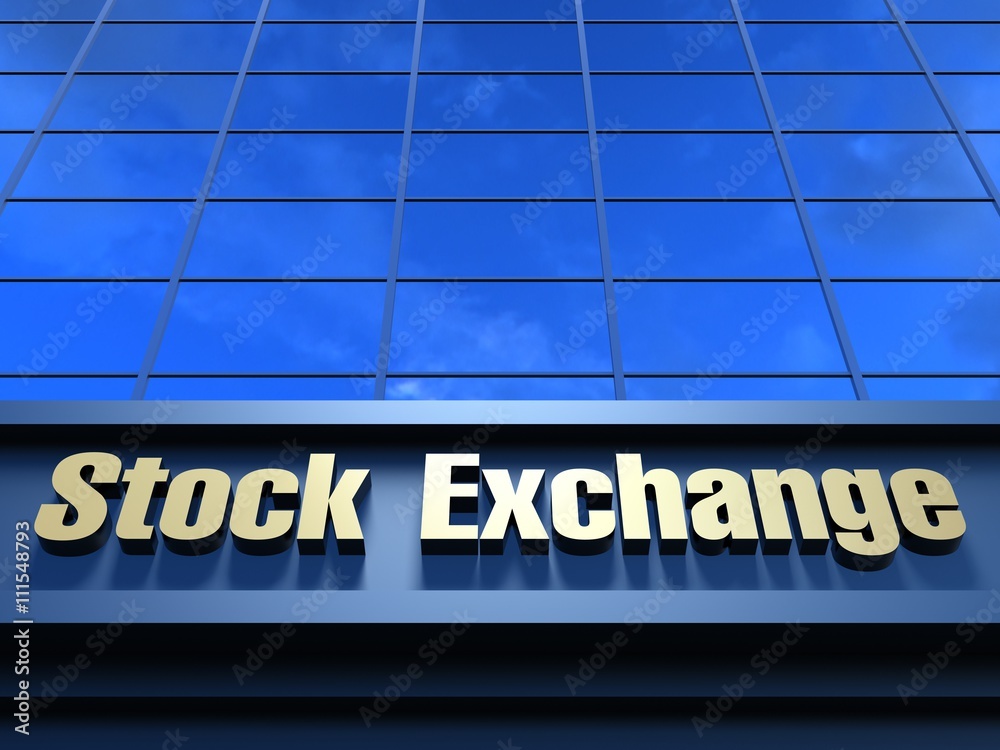 Stock Exchange building. Modern building with an inscription Stock Exchange on a facade.