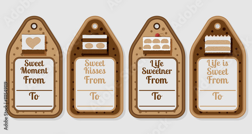 Sweet tiramisu tags set