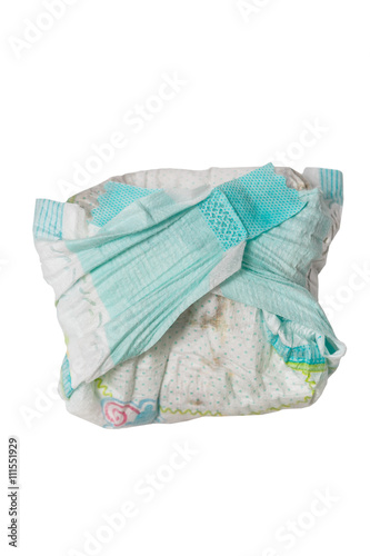 dirty diaper  isolated on the white background