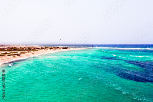 Aerial from Boca Grandi beach on Aruba island in the Caribbean S photo