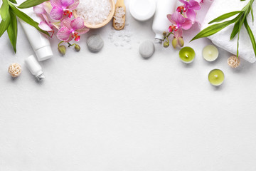 Plexiglas schilderij Spa Sereen spa stilleven met orchidee  © Lily