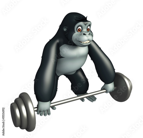 cute Gorilla cartoon character with Gim equipment photo