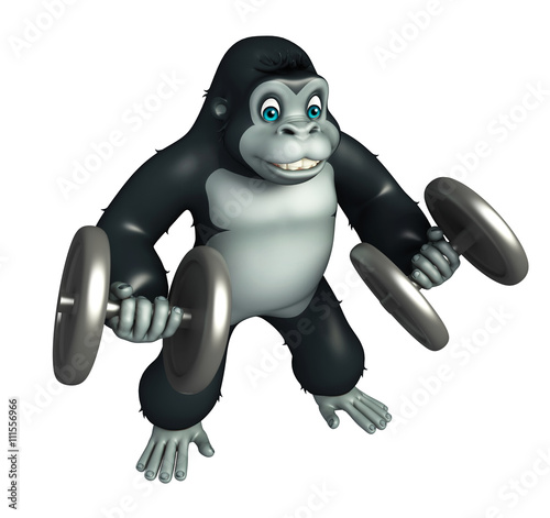cute Gorilla cartoon character with Gim equipment