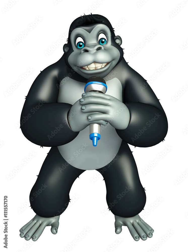 cute Gorilla cartoon character with mike cute Gorilla cartoon character with mike