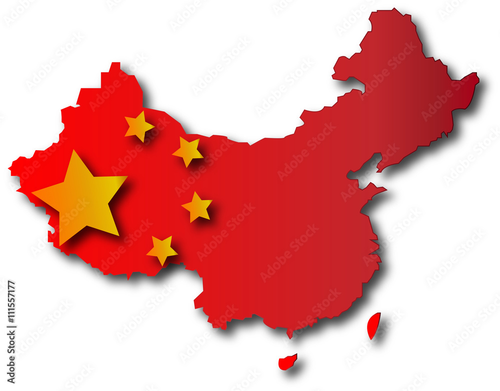 Naklejka premium China flag on map