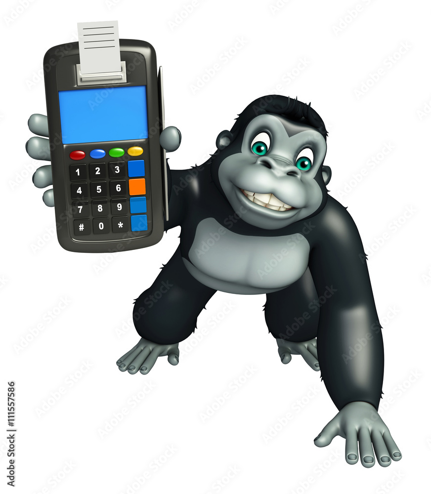 cute Gorilla cartoon character with swap machine cute Gorilla cartoon character with swap machine
