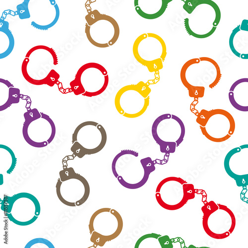 Colorful handcuffs seamless pattern