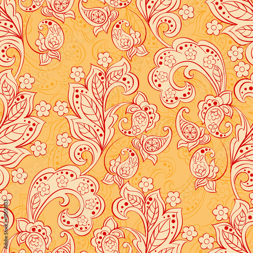 Seamless Paisley pattern in indian style. Floral vector illustration