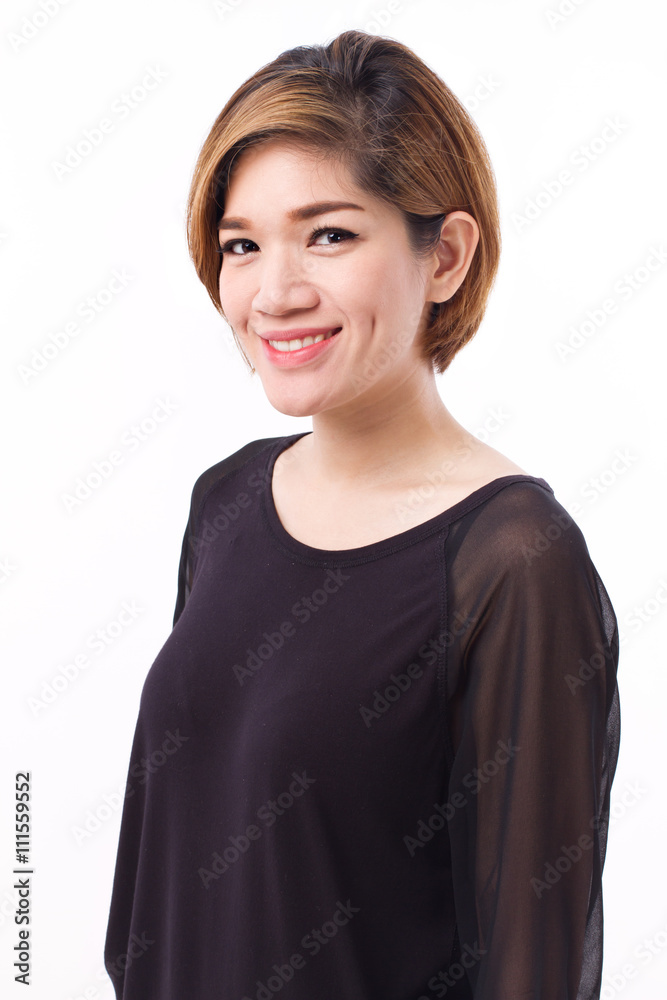 portrait of happy, smiling woman looking at you, studio portrait of happy, smiling woman looking at you, studio