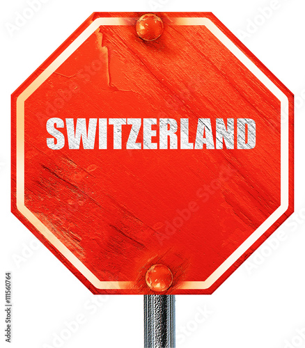 switerzland, 3D rendering, a red stop sign photo