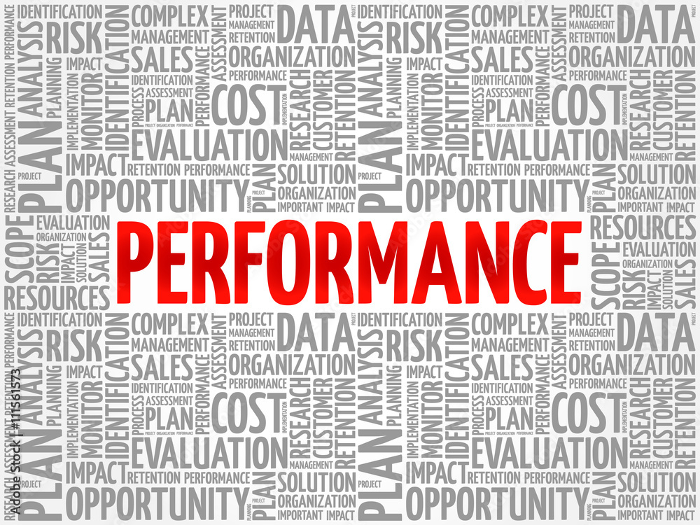 Performance word cloud, business concept
