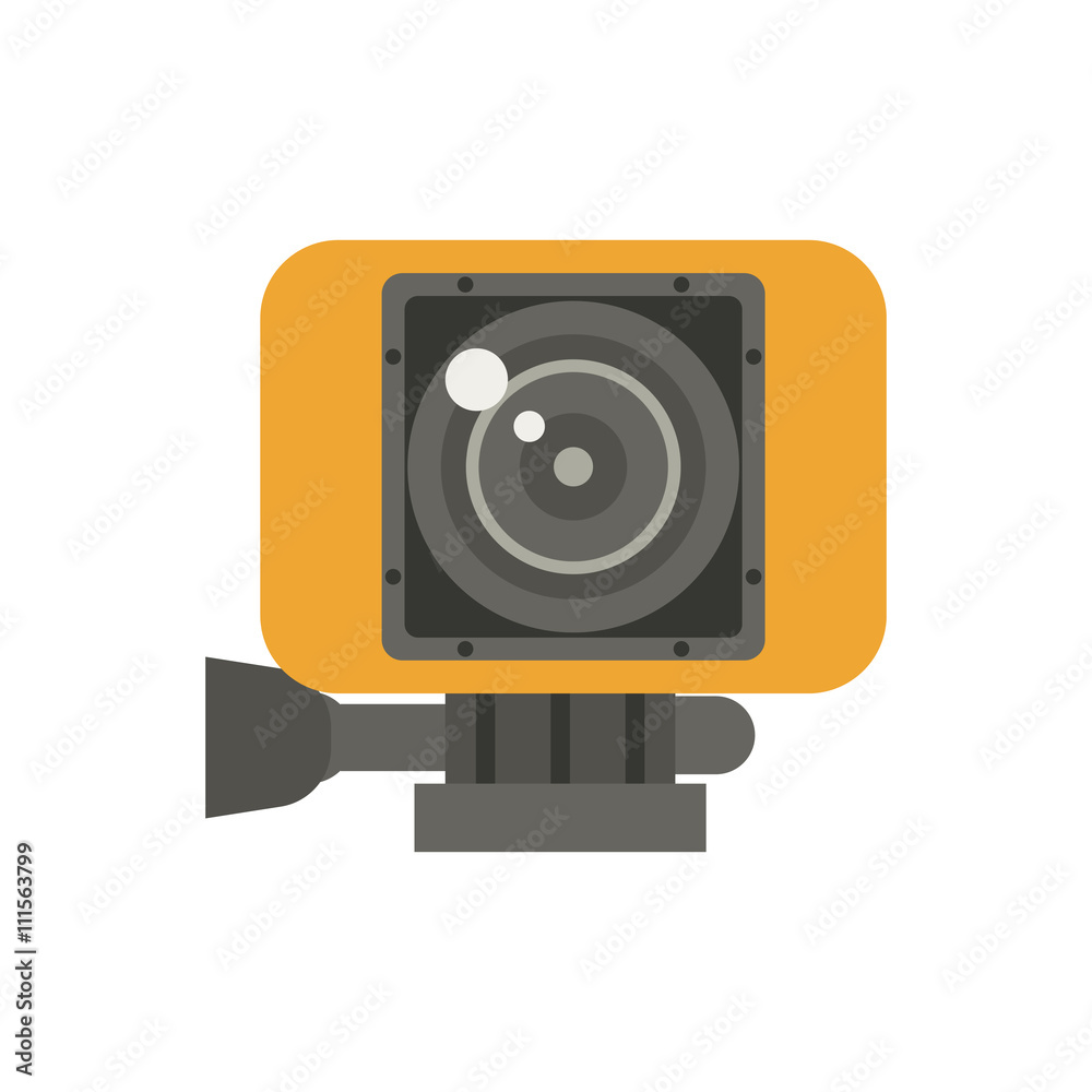 Action Camera in Yellow Case Vector Illustration Action Camera in Yellow Case Vector Illustration