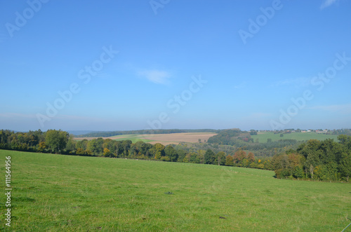 Rural landscape in hills in Wallonia on sunny autumn day, Durnal, Yvoir