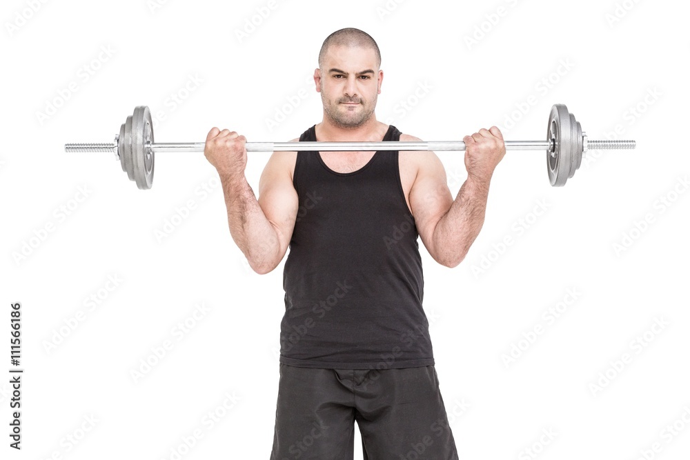 Bodybuilder lifting heavy barbell weights Bodybuilder lifting heavy barbell weights