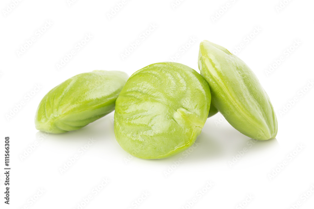 Parkia speciosa seeds or bitter bean on white background Parkia speciosa seeds or bitter bean on white background