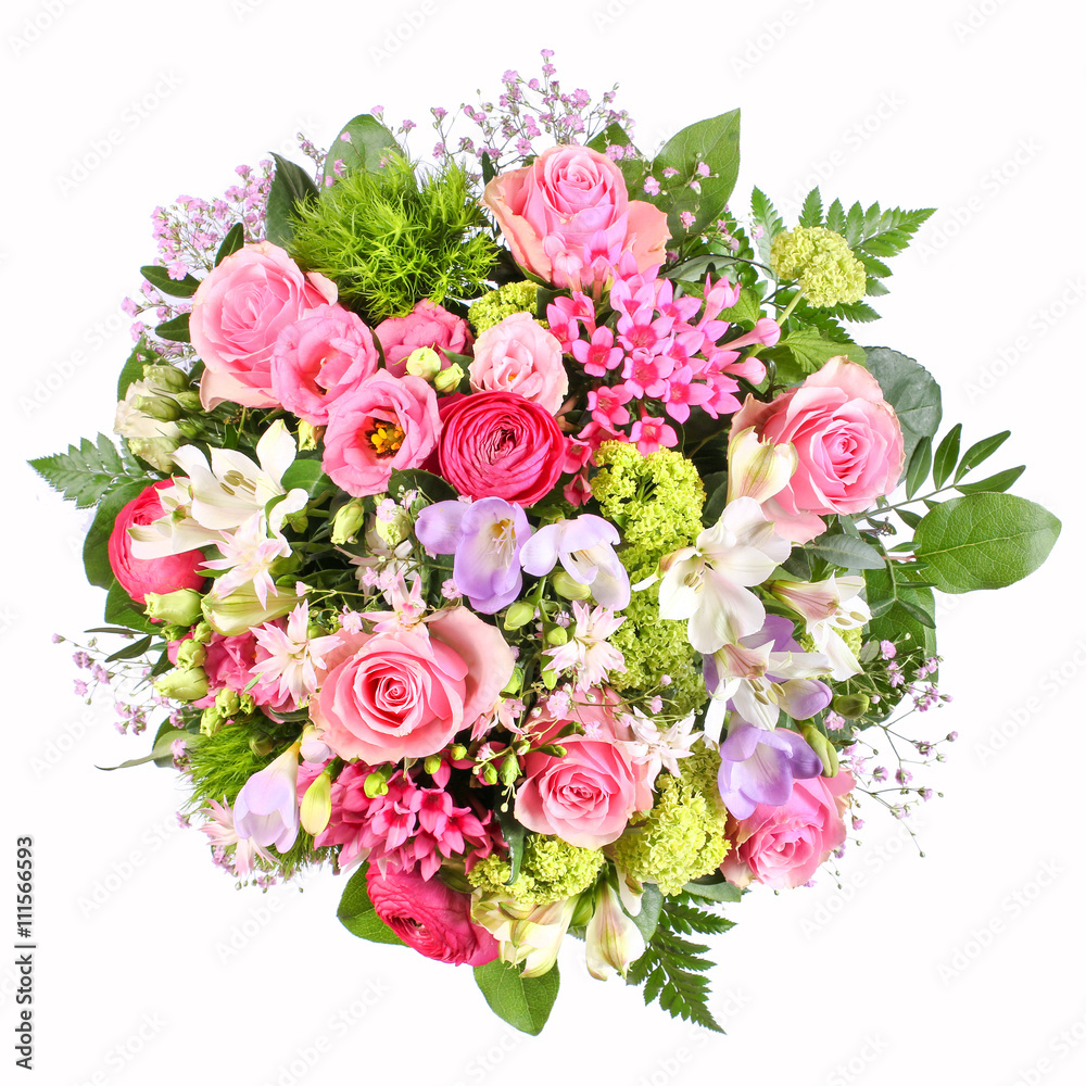 Blumenstrauß mit Rosen und Ranunkeln Stock-Foto | Adobe Stock