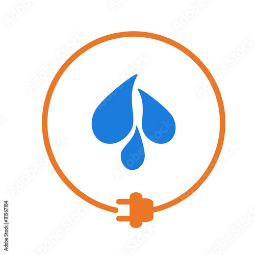 Water drops in a circle with plug as symbol of eco-friendly energy source