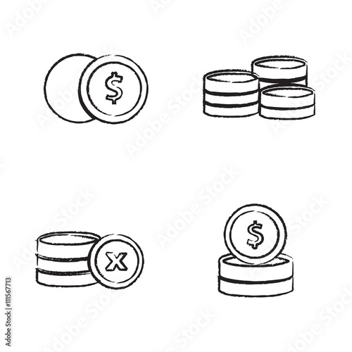 Coins Icons  Draw set